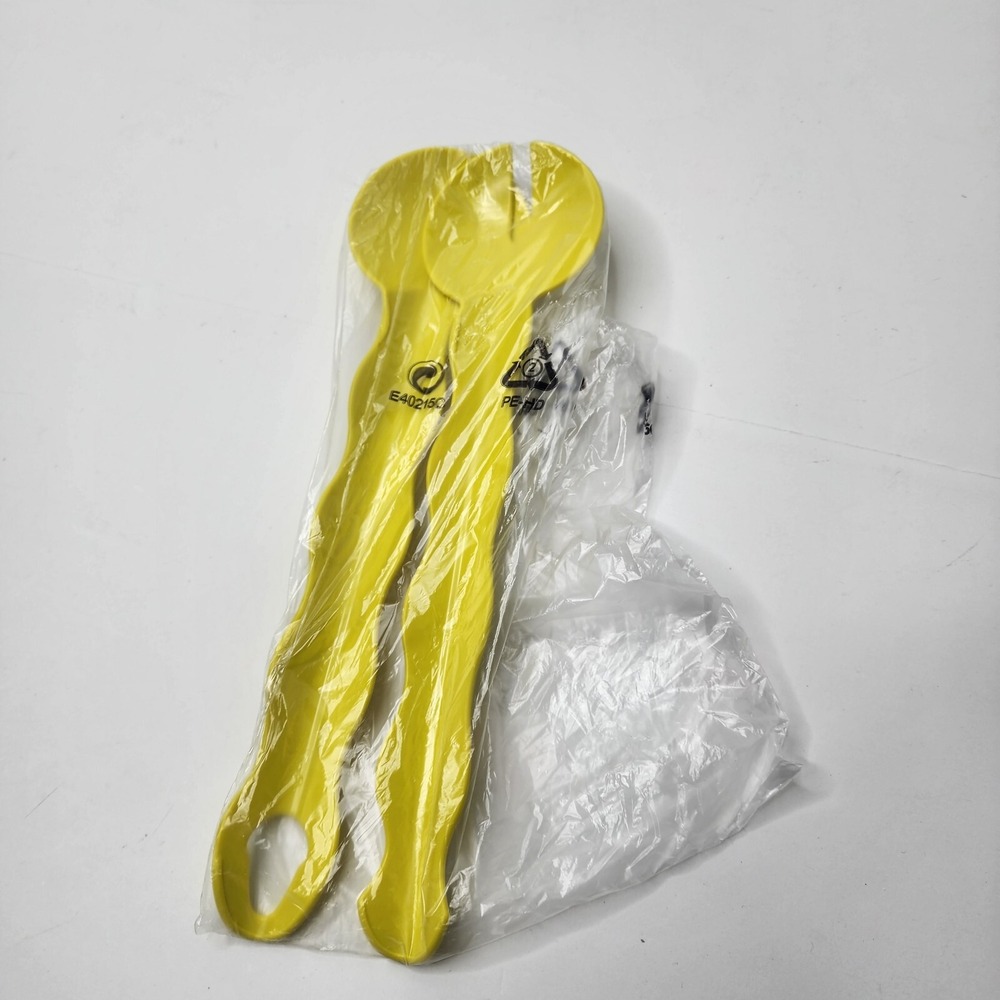 Tupperware New Impressions Salad Tongs / Serving Spoons Lemon Yellow -New
